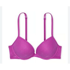 Victoria’s Secret PINK  Demi Bra Logo Mesh “Berry Bliss” – 36B – EUC